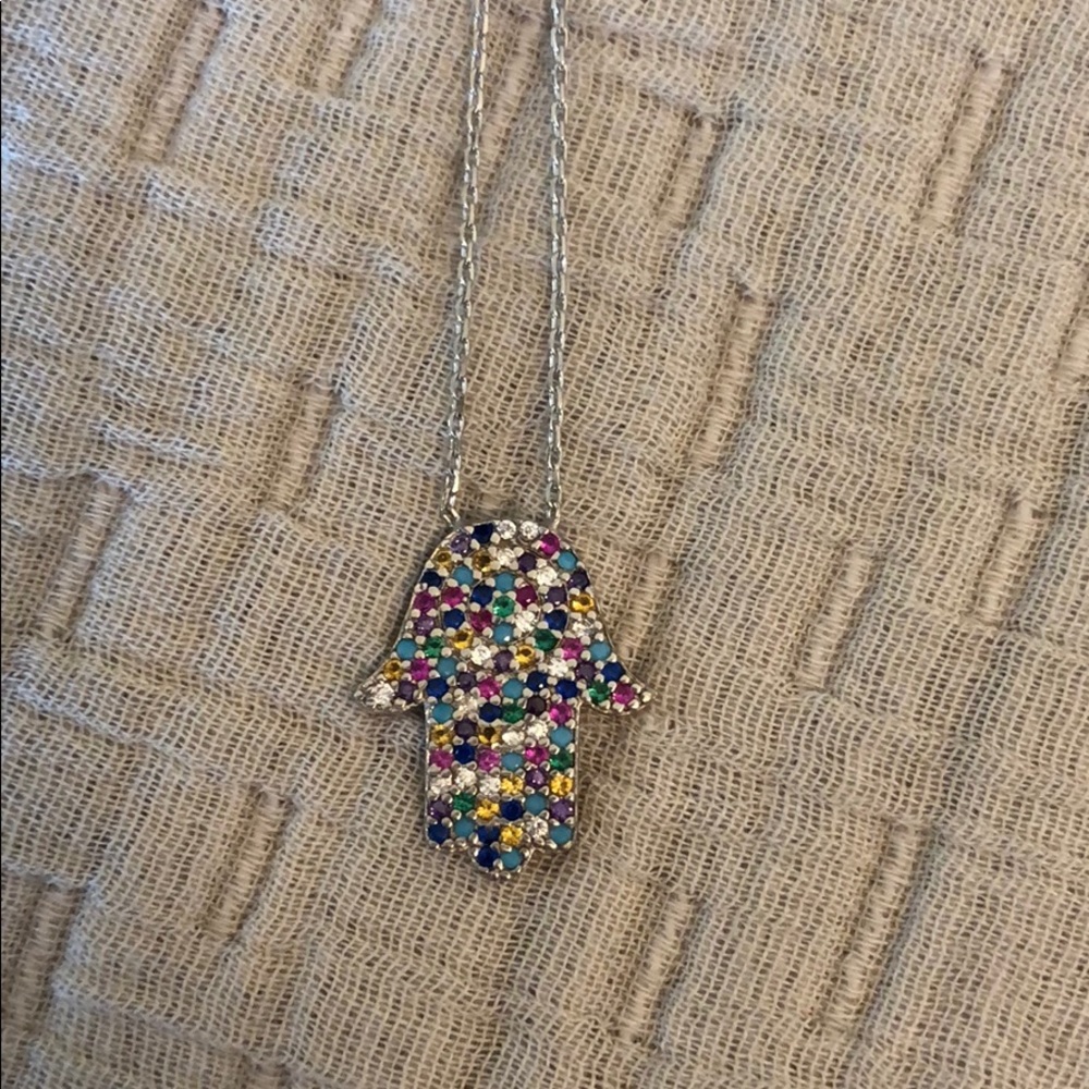 Sevil Silver Hamsa Necklace